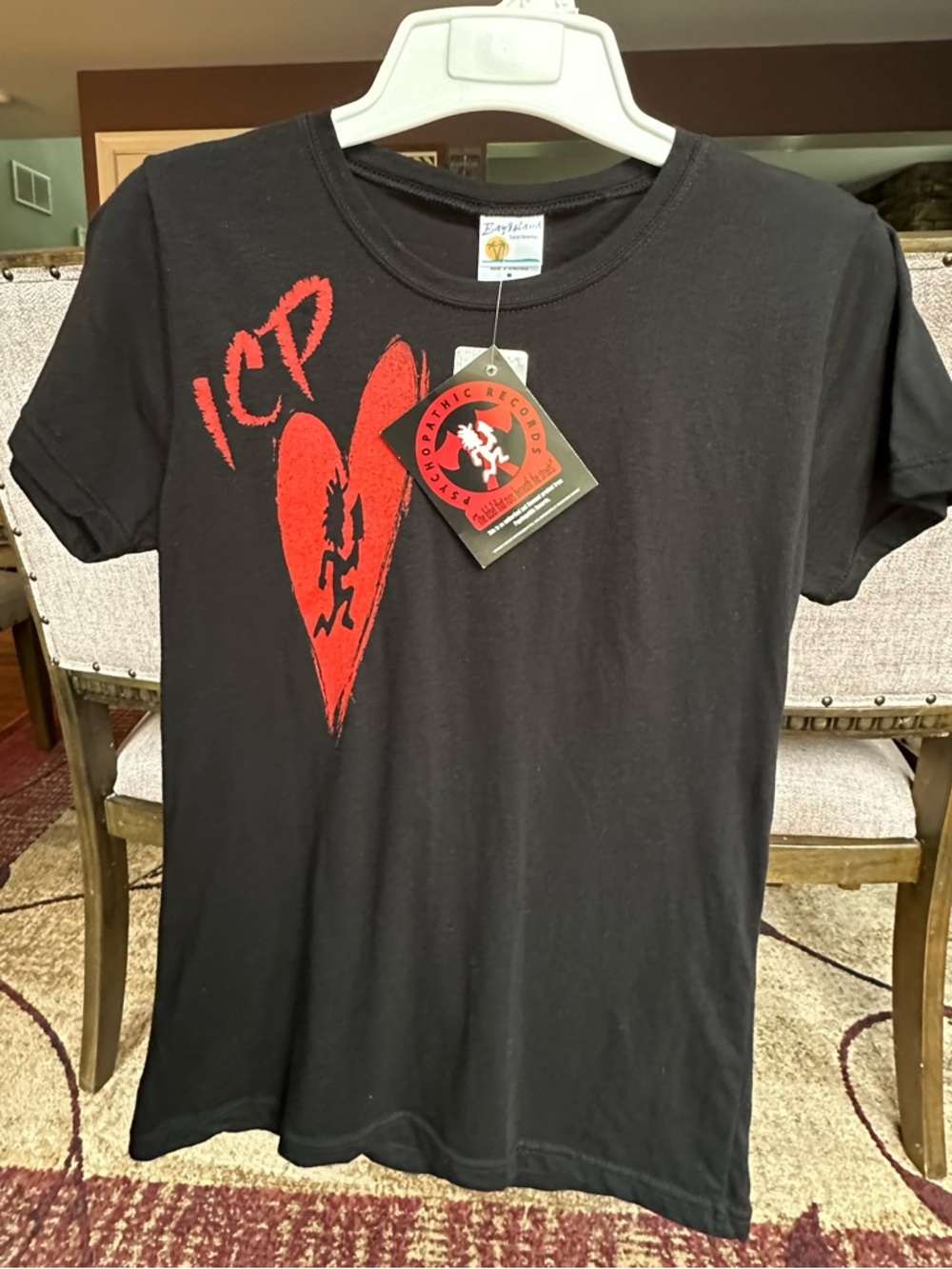 Bay Island Black Tee with Red Heart ICP Graphic
